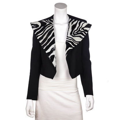 Saint Laurent Black & White Zebra Sequin Jacket Size M | FR 38