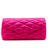 Saint Laurent Bubblegum Satin Quilted Large Sade Puffer Clutch