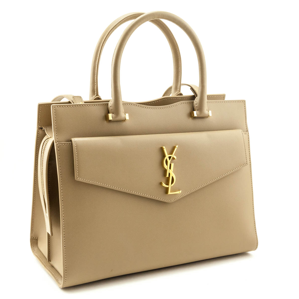 Saint Laurent Dark Beige Grain De Poudre Medium Uptown Tote
