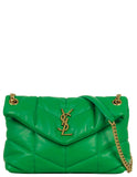 Saint Laurent Vert Praire Green Leather Small Loulou Puffer Bag
