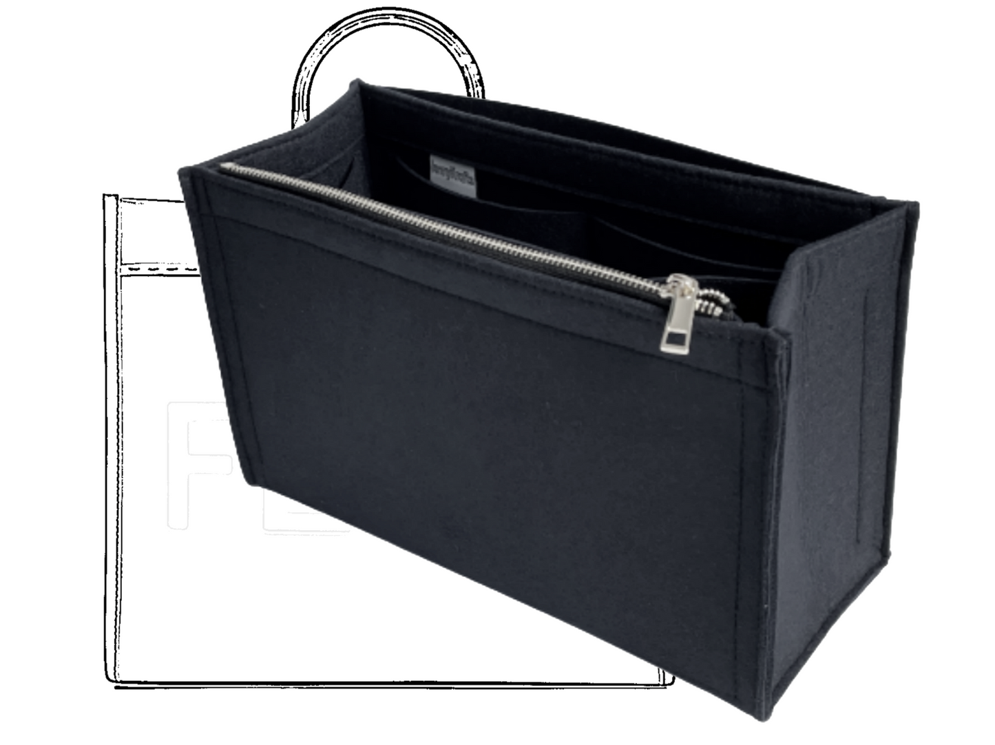 For [SUNSHINE MEDIUM/ LARGE] Liner Insert Organizer (Type X, Curved Sides)