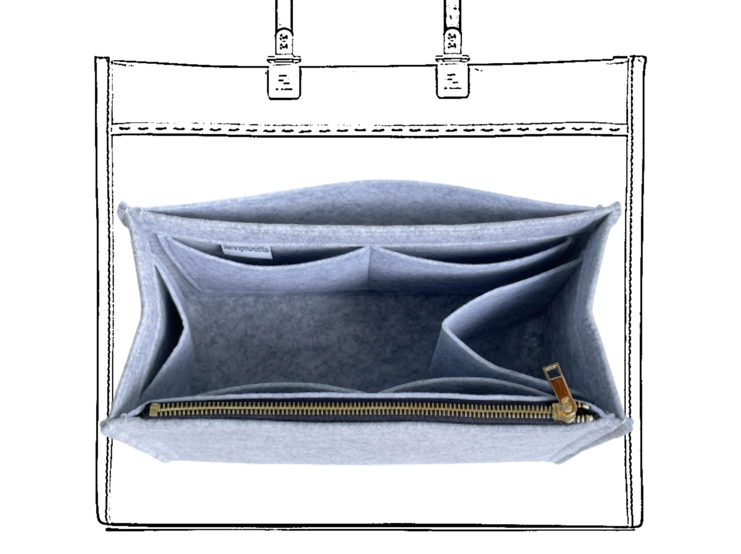 For [SUNSHINE MEDIUM/ LARGE] Liner Insert Organizer (Type X, Curved Sides)