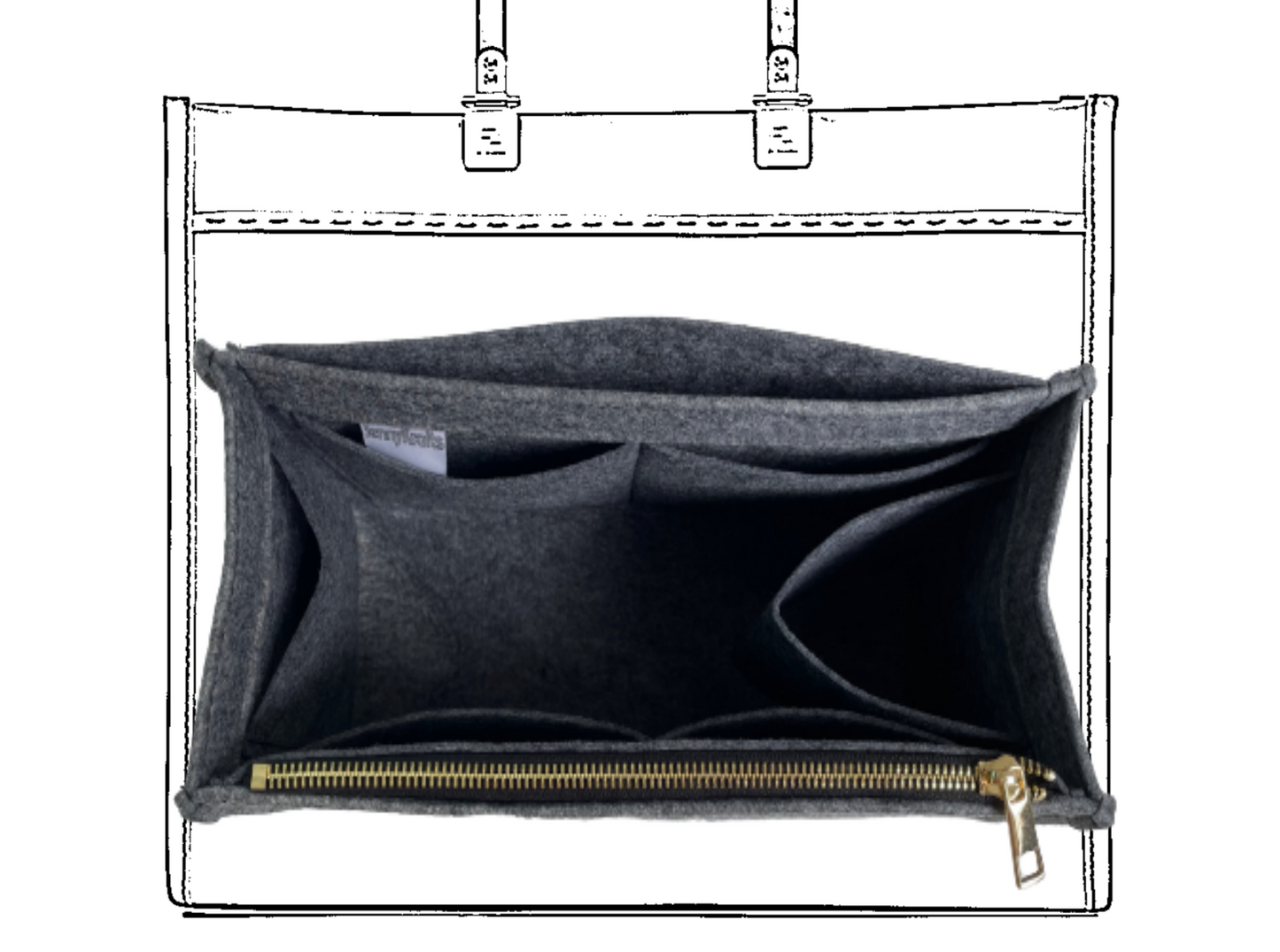 For [SUNSHINE MEDIUM/ LARGE] Liner Insert Organizer (Type X, Curved Sides)