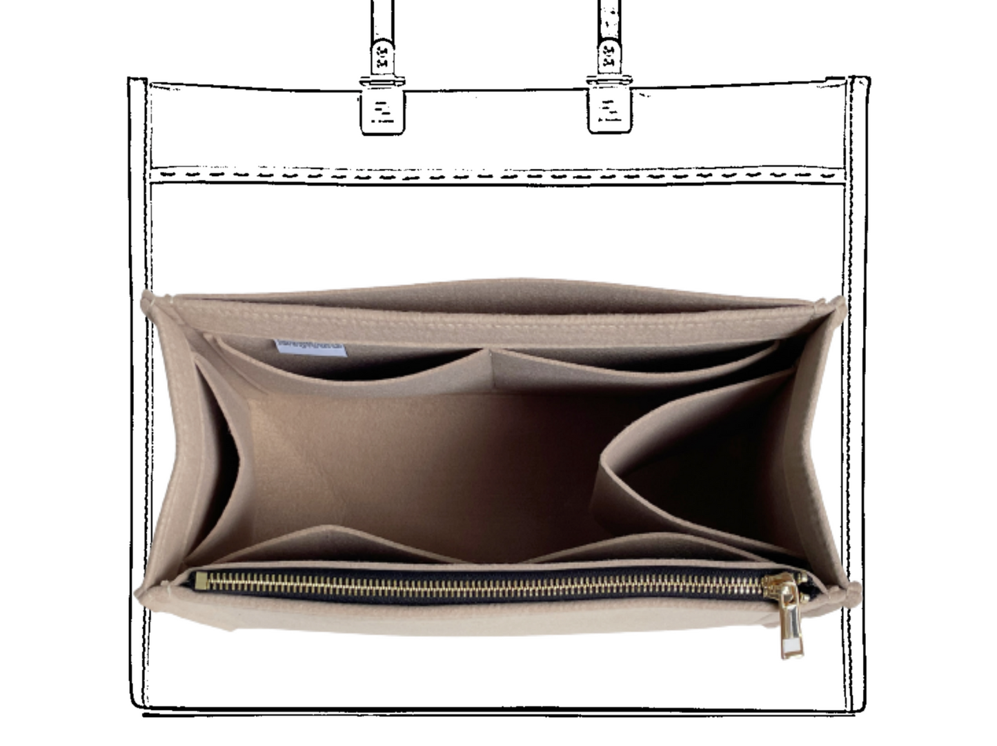 For [SUNSHINE MEDIUM/ LARGE] Liner Insert Organizer (Type X, Curved Sides)
