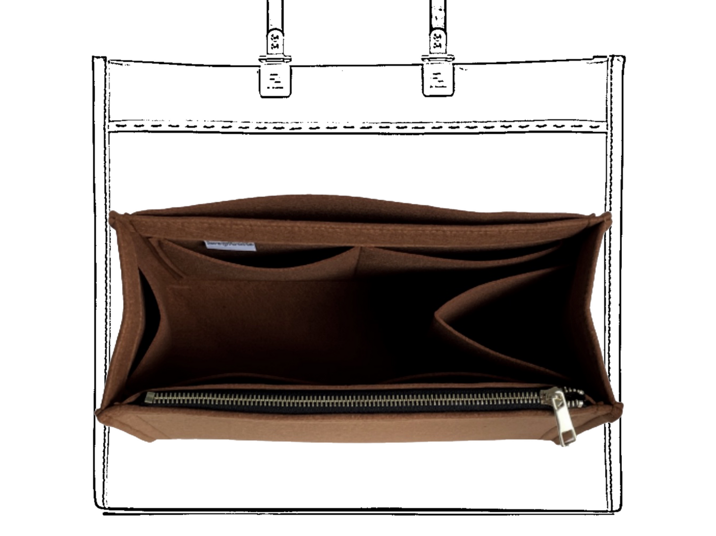 For [SUNSHINE MEDIUM/ LARGE] Liner Insert Organizer (Type X, Curved Sides)