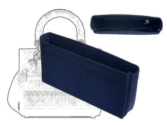 [Medium Lady D-LITE Bag Organizer] Felt Purse Insert (Slim with Zipper), Customized Bag Organizer, Liner Protector, Dlite