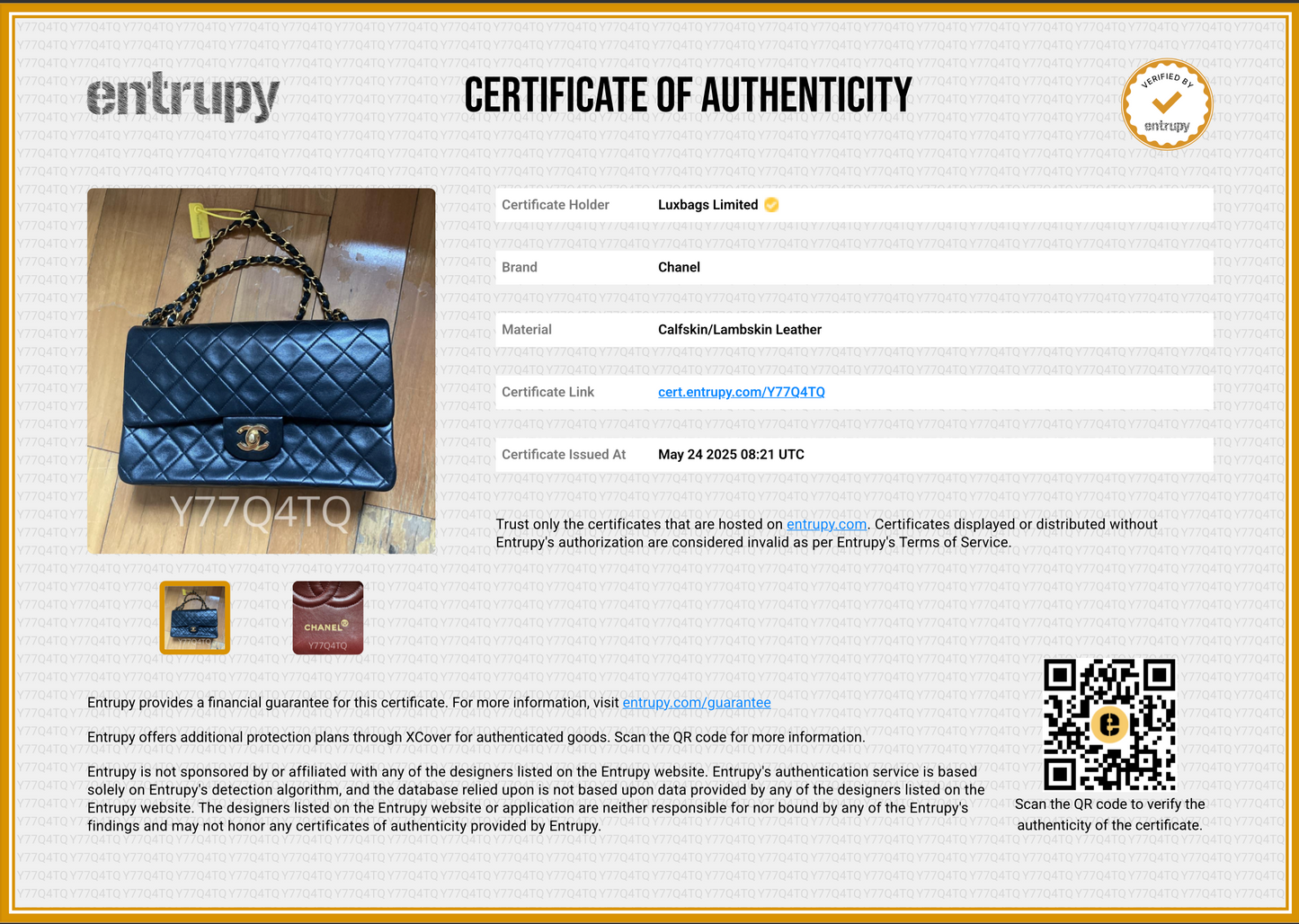 Chanel Classic Flap   Black Lambskin Leather with 24k Gold Hardware