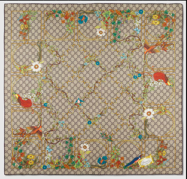 Floral Lattice   Silk Scarf Beauty Bag