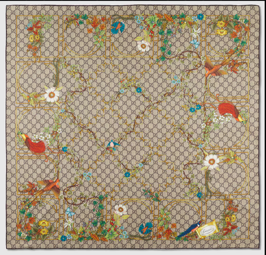 Floral Lattice   Silk Scarf Beauty Bag