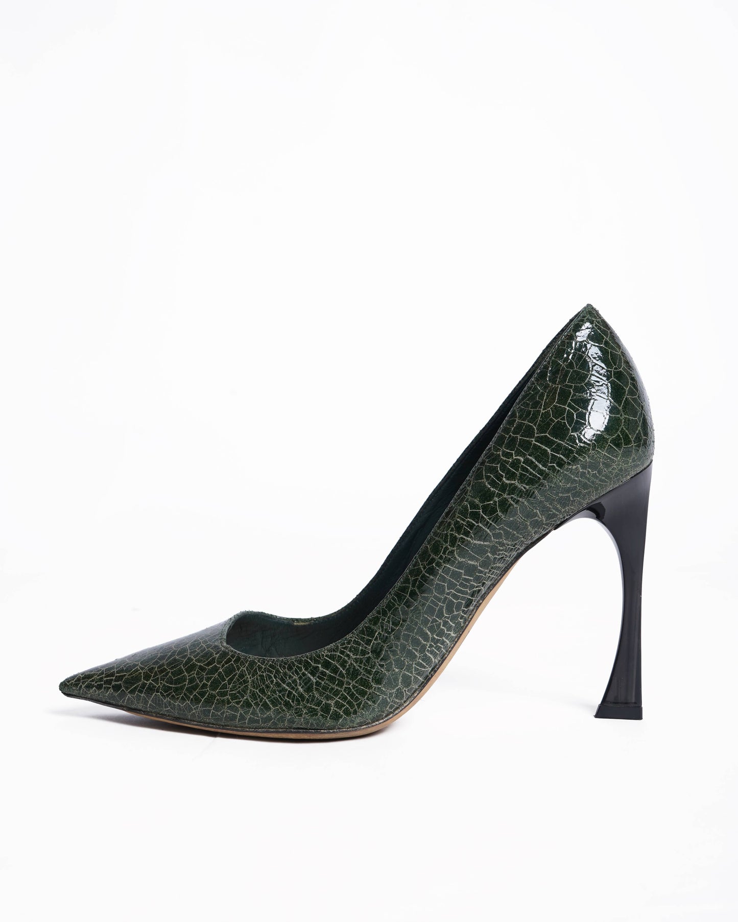 Christian dior crackeled leather pointed toe pumps