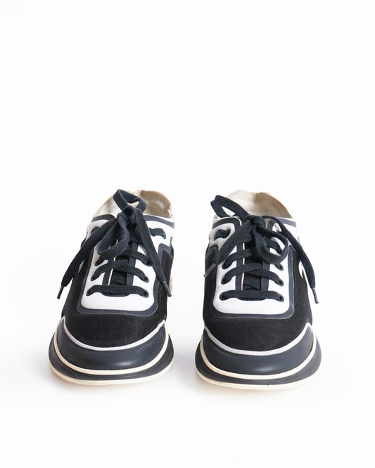 Chanel black and white low top sneakers
