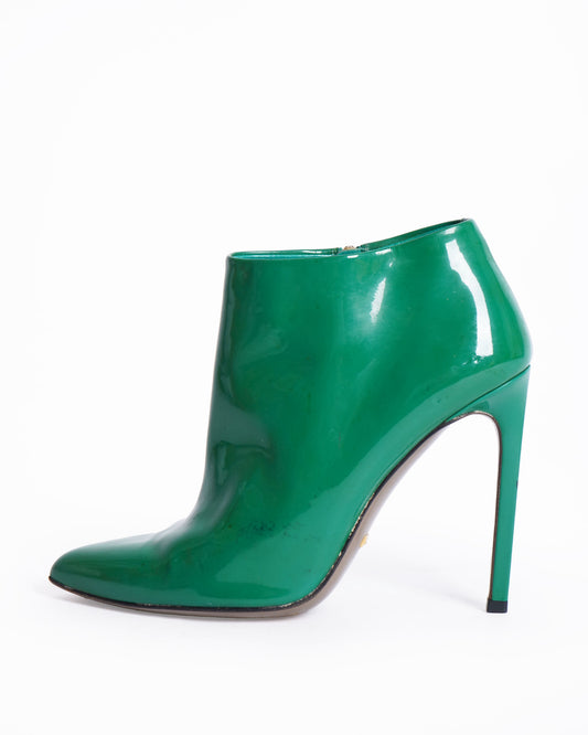 Gucci Patent Leather Ankle Boots In Green