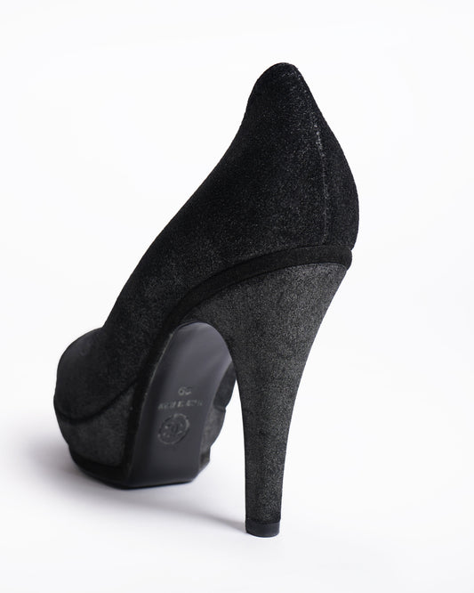 Chanel Leather Pumps In Black & Bronze
