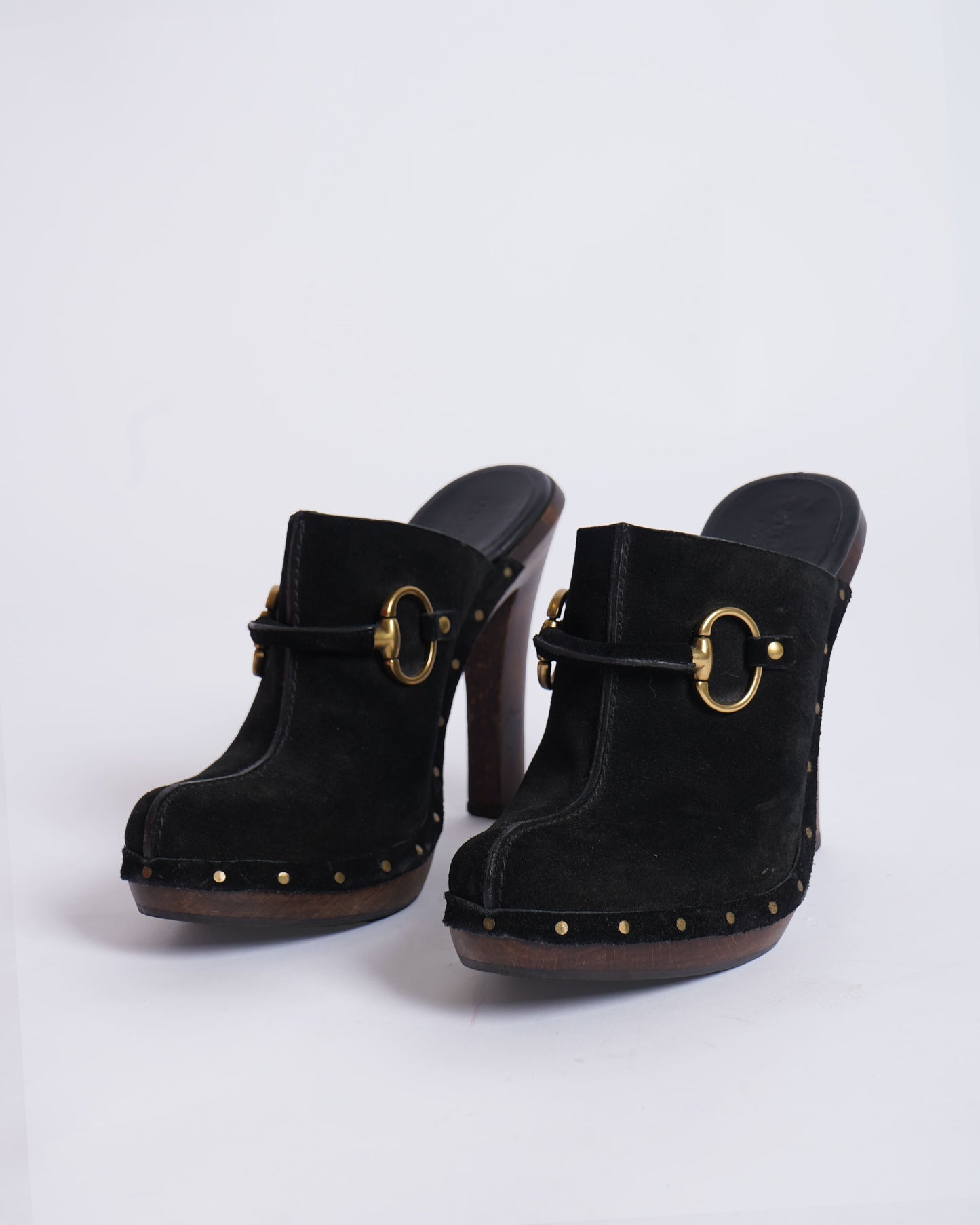 Gucci Women's Suede Horsebit Platform Clog Mules