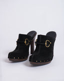 Gucci Women's Suede Horsebit Platform Clog Mules