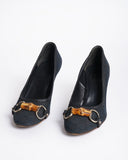 Gucci Bamboo Detail Monogram Pumps In Black