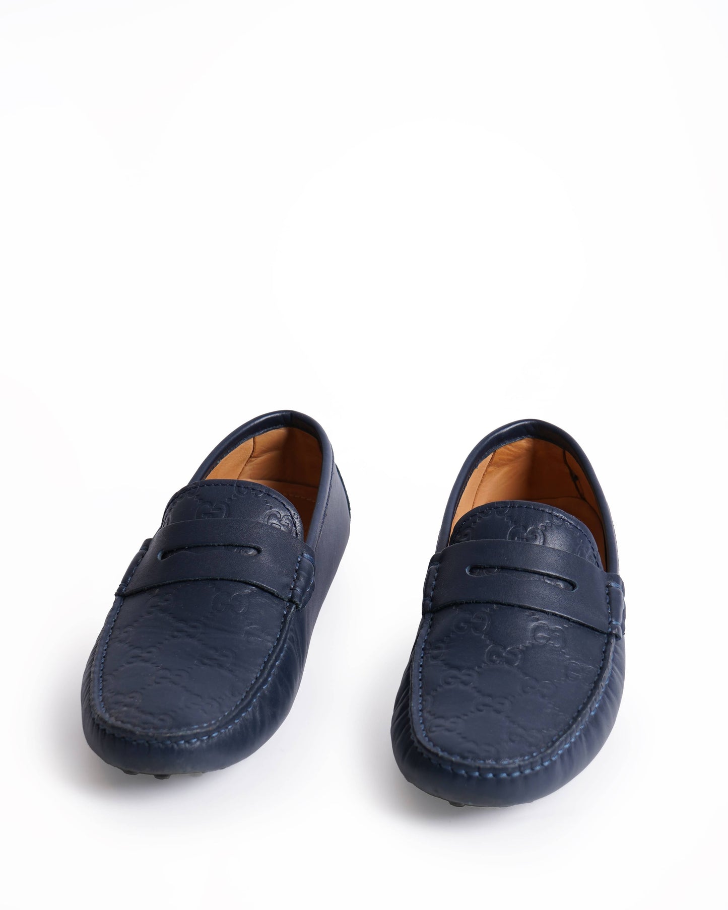Gucci gg web monogram navy blue loafers