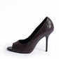 Gucci Dark Brown Guccissima Leather Peep Toe Pumps Size