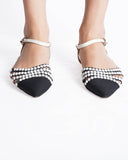 Chanel pearl embellished pointed toe flats