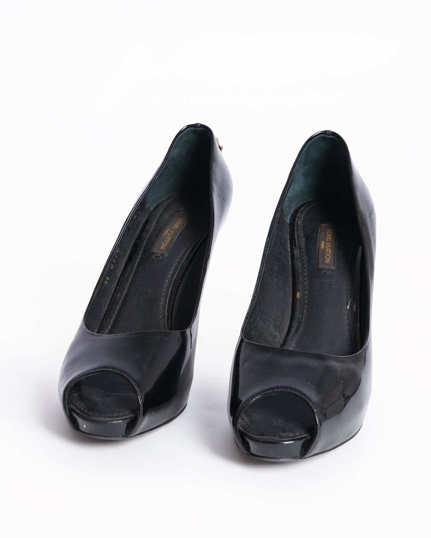Louis vuitton black peep toe heels