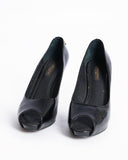 Louis vuitton black peep toe heels