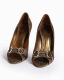 Gucci Monogram Peep Toe Heels