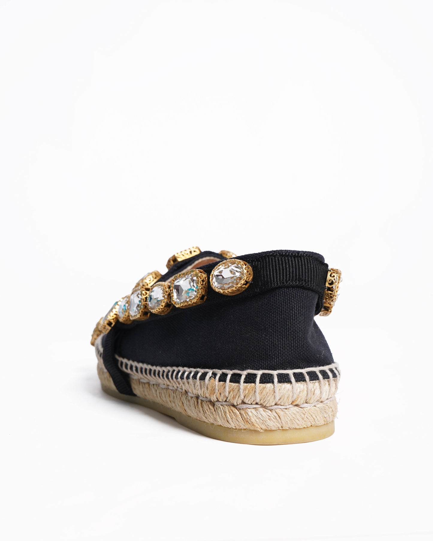 Gucci black canvas pepita crystal embellished Espadrilles