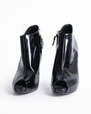 Louis vuitton black patent leather open toe boots