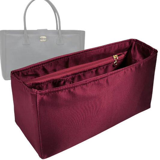 Organizer for [Cerf Small, Chanel] Bag Insert (Silk, Full-width Zip and Open Pocket)
