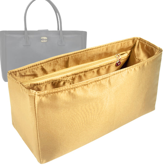 Organizer for [Cerf Large, Chanel] Bag Insert (Silk, Full-width Zip and Open Pocket)