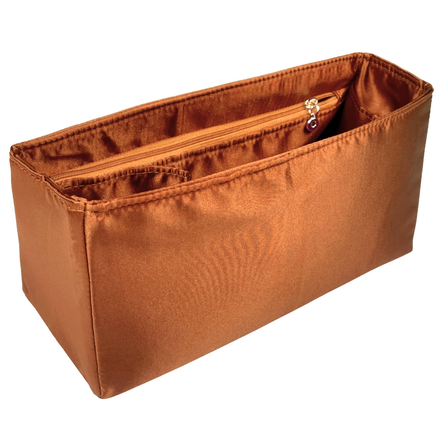 Organizer for [Small Crochet tote bag, Prada] Bag Insert (Silk, Long Zip and Open Compartment)