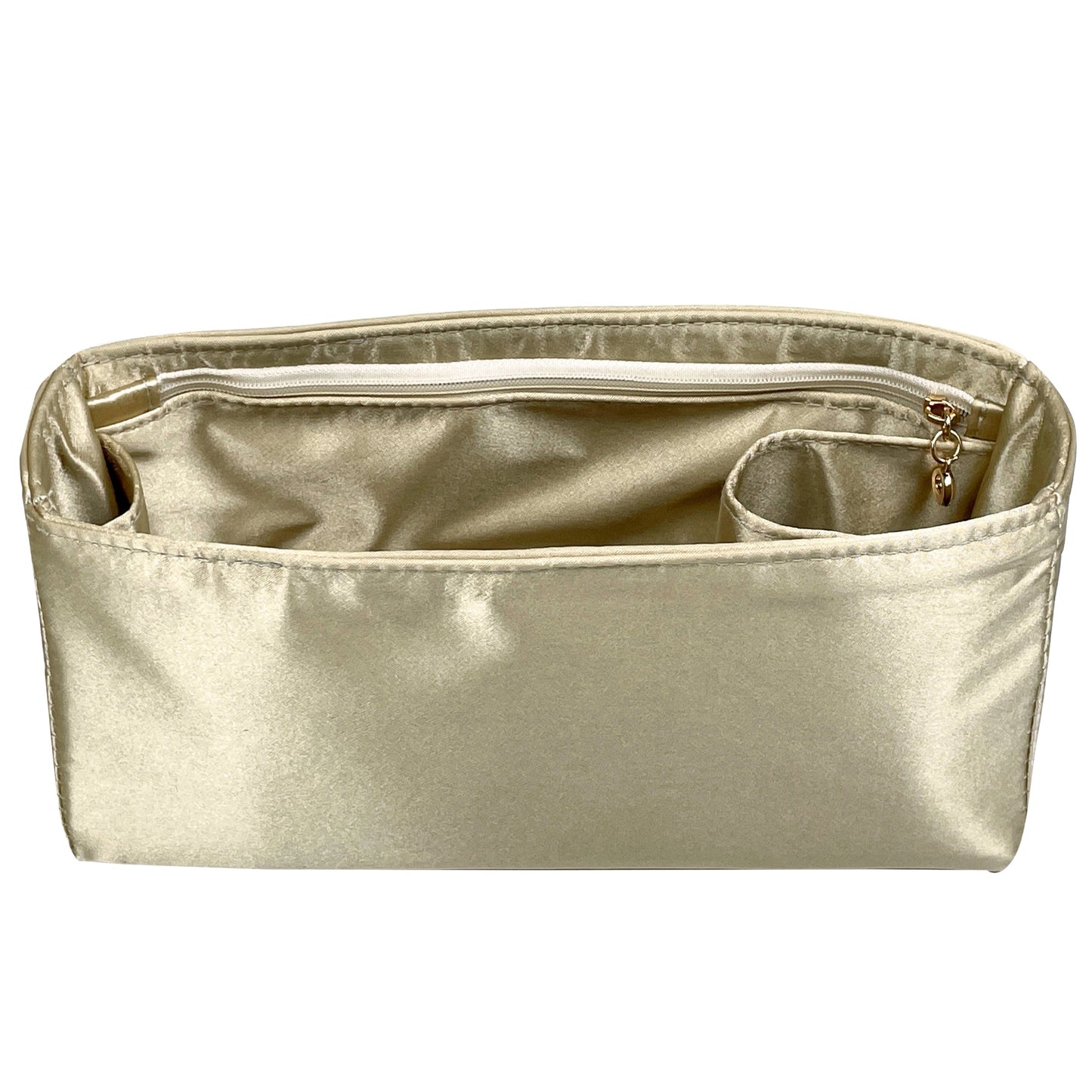 Organizer for [25 Small Handbag, Chanel] Bag Insert (Silk, Long Zip and Open Compartment)