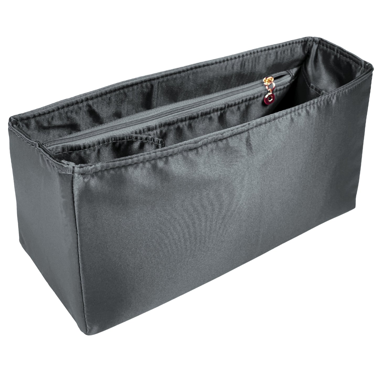 Organizer for [25 Large Handbag, Chanel] Bag Insert (Silk, Long Zip and Open Compartment)
