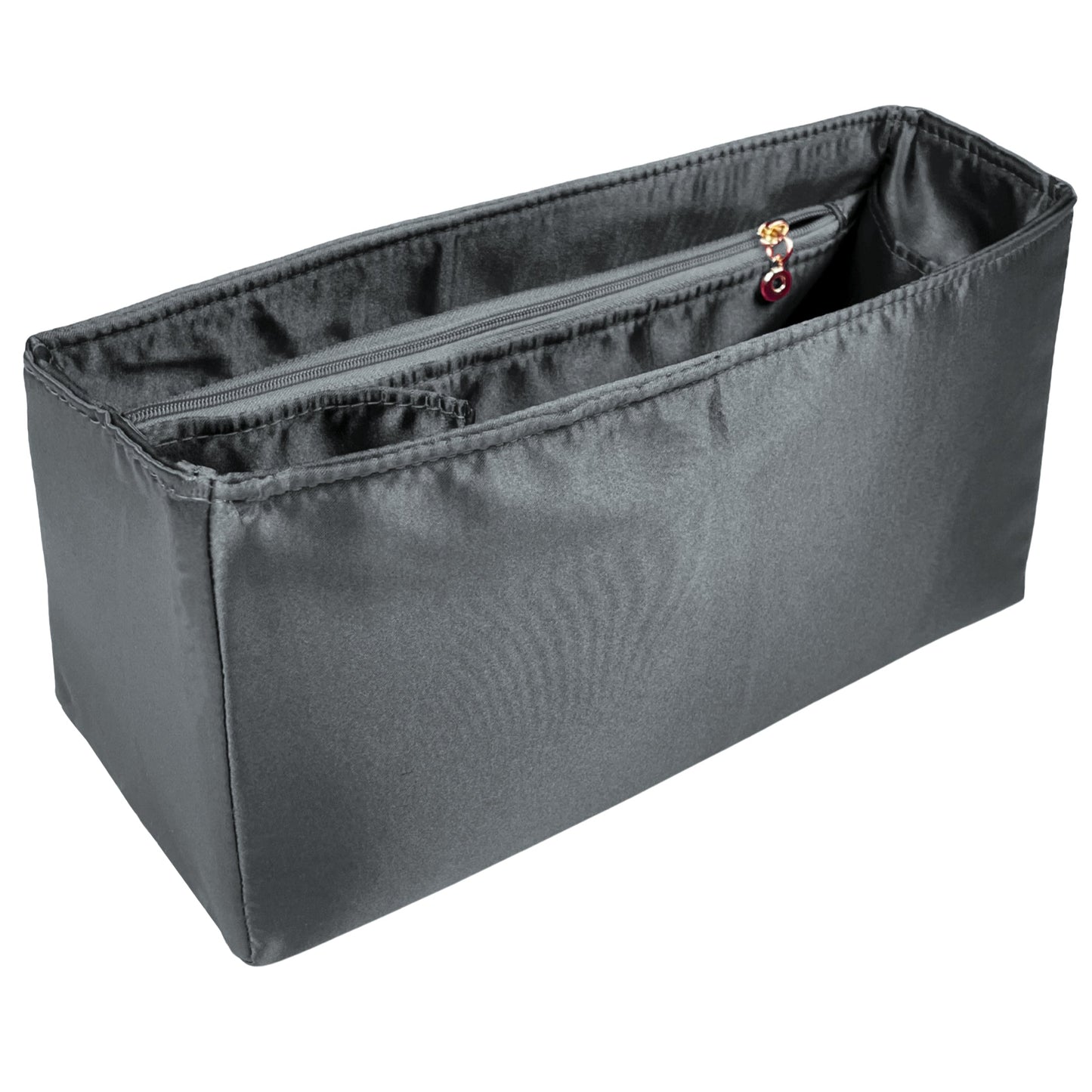 Organizer for [19 Large, Chanel] Bag Insert (Silk, Full-width Zip and Open Pocket)