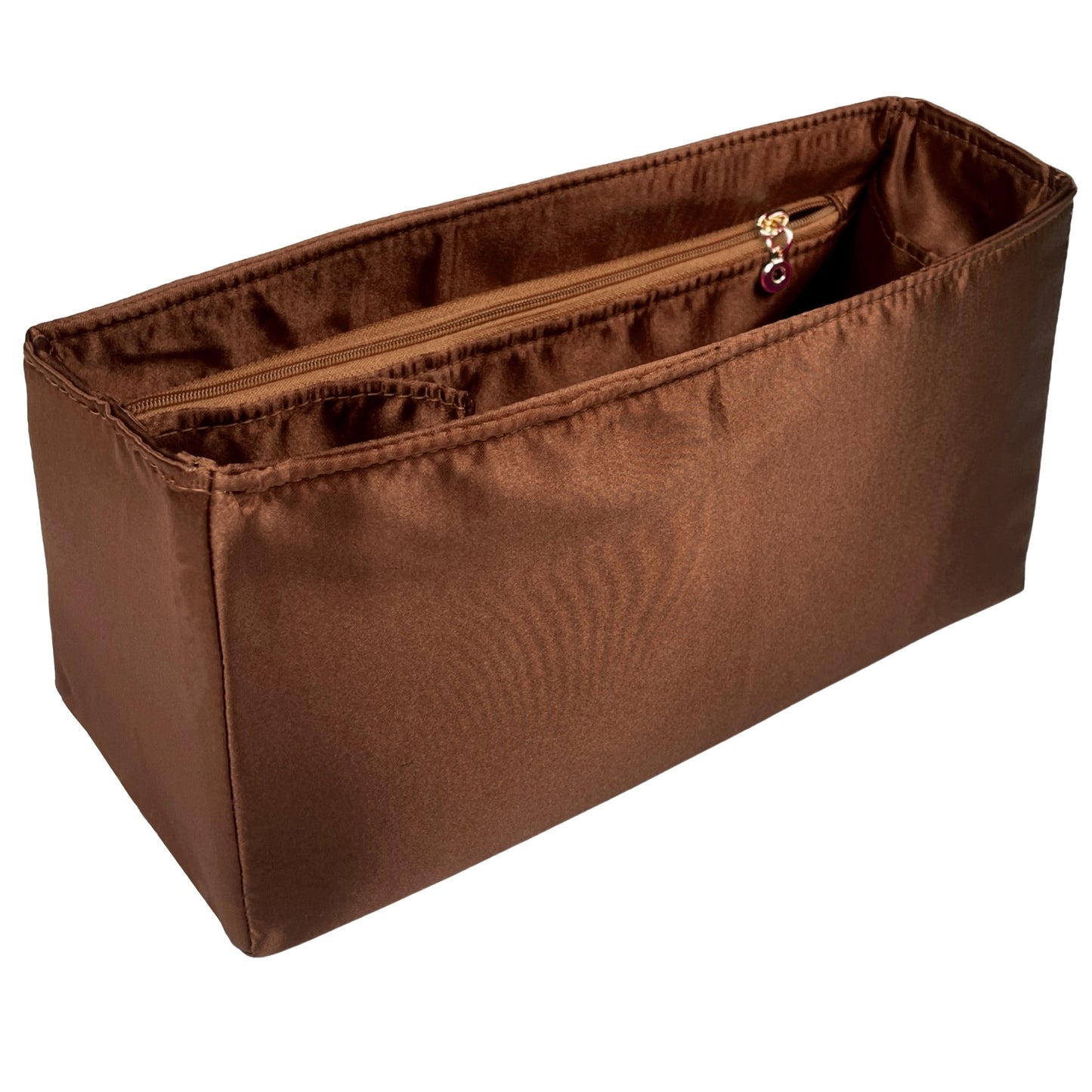 Organizer for [Deauville Canvas Small, Chanel] Bag Insert (Silk, Full-width Zip and Open Pocket)