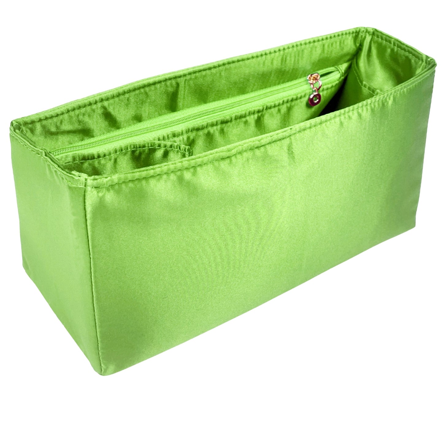 Organizer for [Large Lady D-Lite Bag, Dior] Bag Insert (Silk, Full-width Zip and Open Pocket)