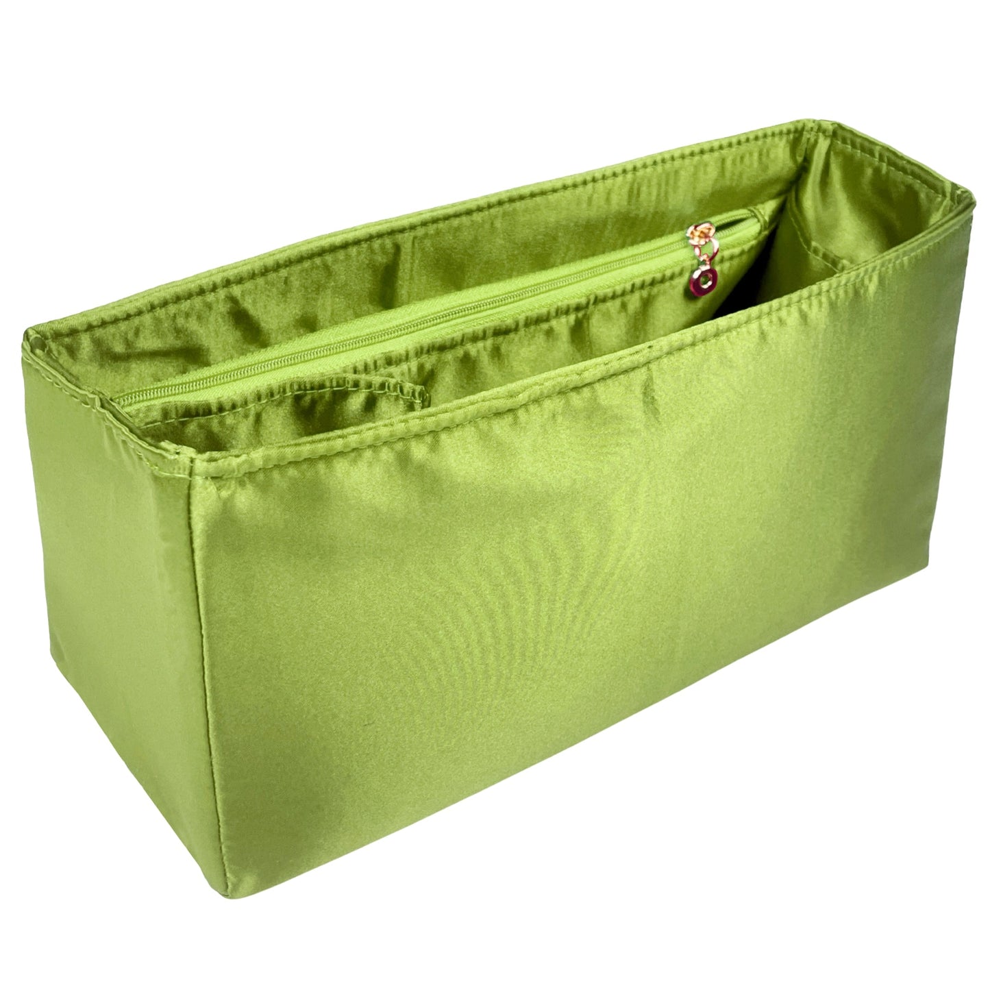Organizer for [Small Crochet tote bag, Prada] Bag Insert (Silk, Long Zip and Open Compartment)