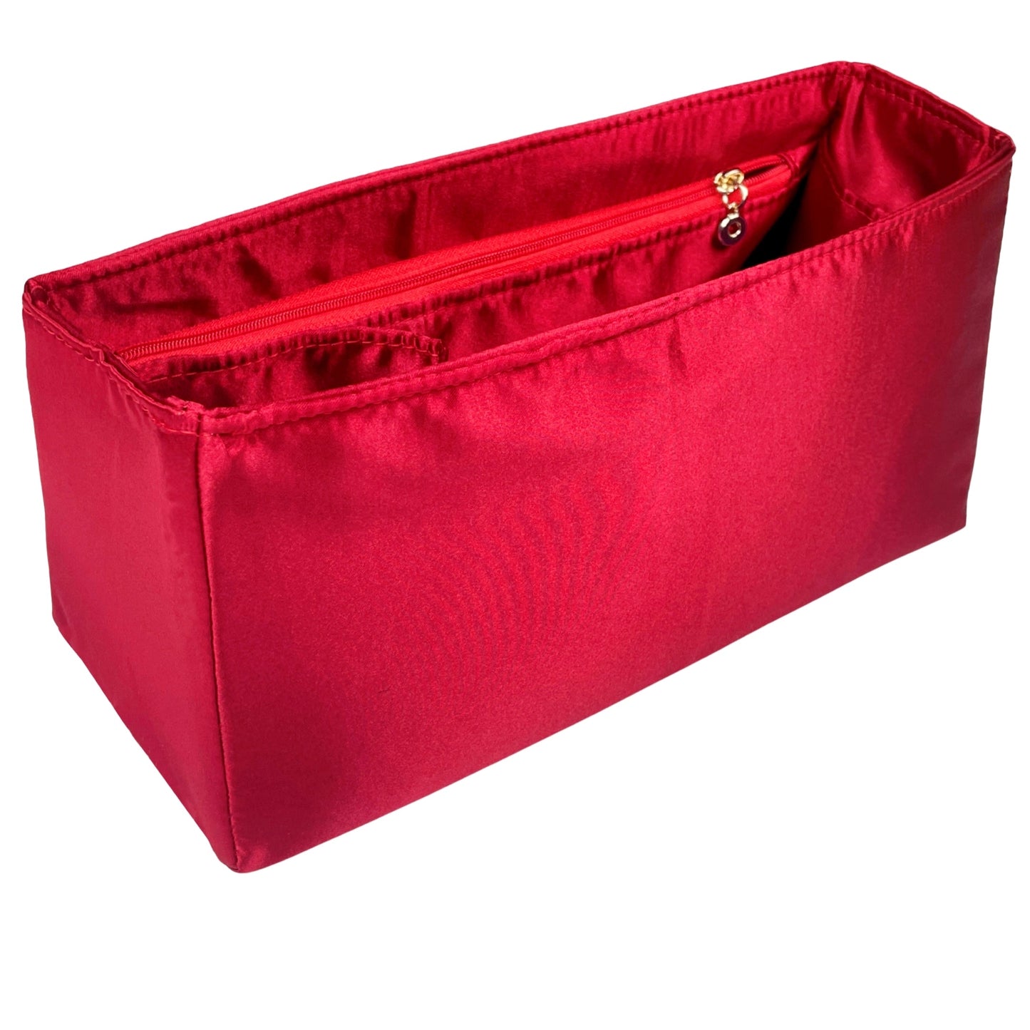 Organizer for [Coco Large, Chanel] Bag Insert (Silk, Full-width Zip and Open Pocket)