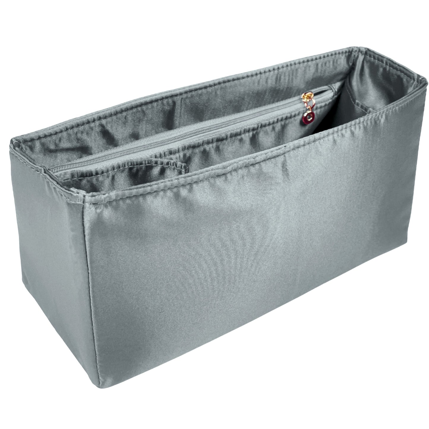 Organizer for [Jumbo Classic Flap, Chanel] Bag Insert (Silk, Full-width Zip and Open Pocket)