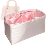 Organizer for [Large Lady D-Lite Bag, Dior] Bag Insert (Silk, Full-width Zip and Open Pocket)