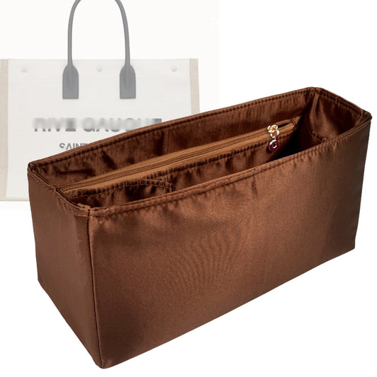 Organizer for [Rive Gauche Large, Saint Laurent (YSL)] Bag Insert (Silk, Full-width Zip and Open Pocket)