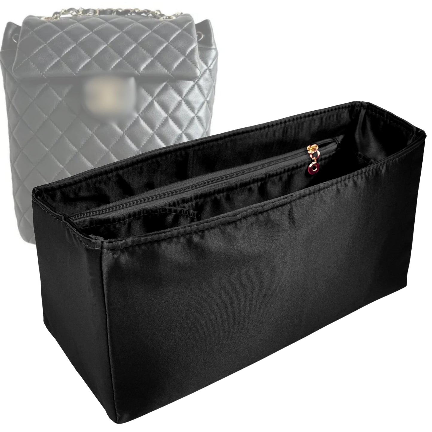 Organizer for [Urban Spirit Backpack Small 20.5cm, Chanel] Bag Insert (Silk, Full-width Zip and Open Pocket)