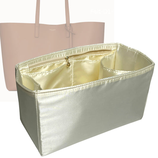 Organizer for [Shopping, Saint Laurent (YSL)] Bag Insert (Silk, Full-width Zip and Open Pocket)