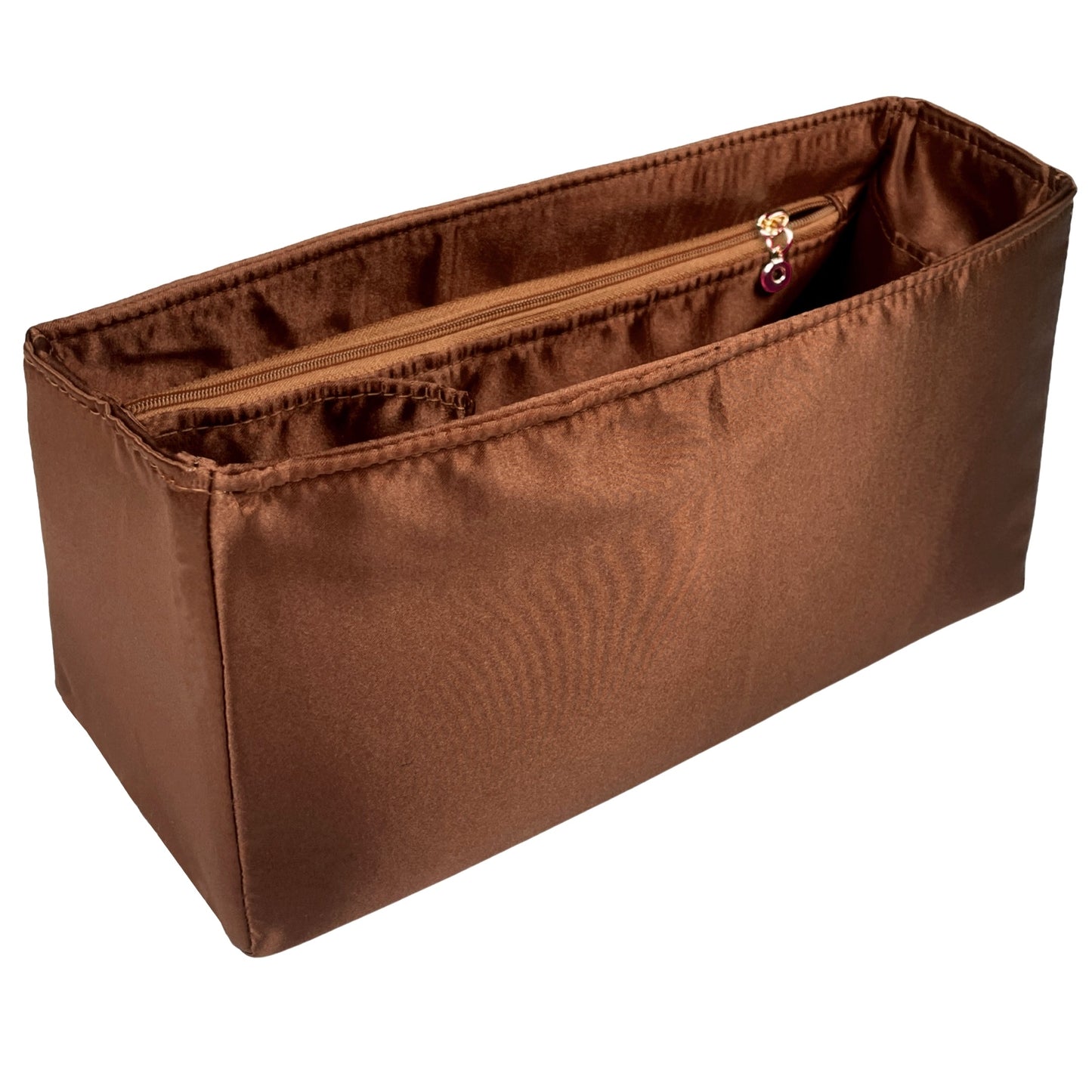 Organizer for [Coco Medium, Chanel] Bag Insert (Silk, Trapezoid Shape with Zip Pocket)