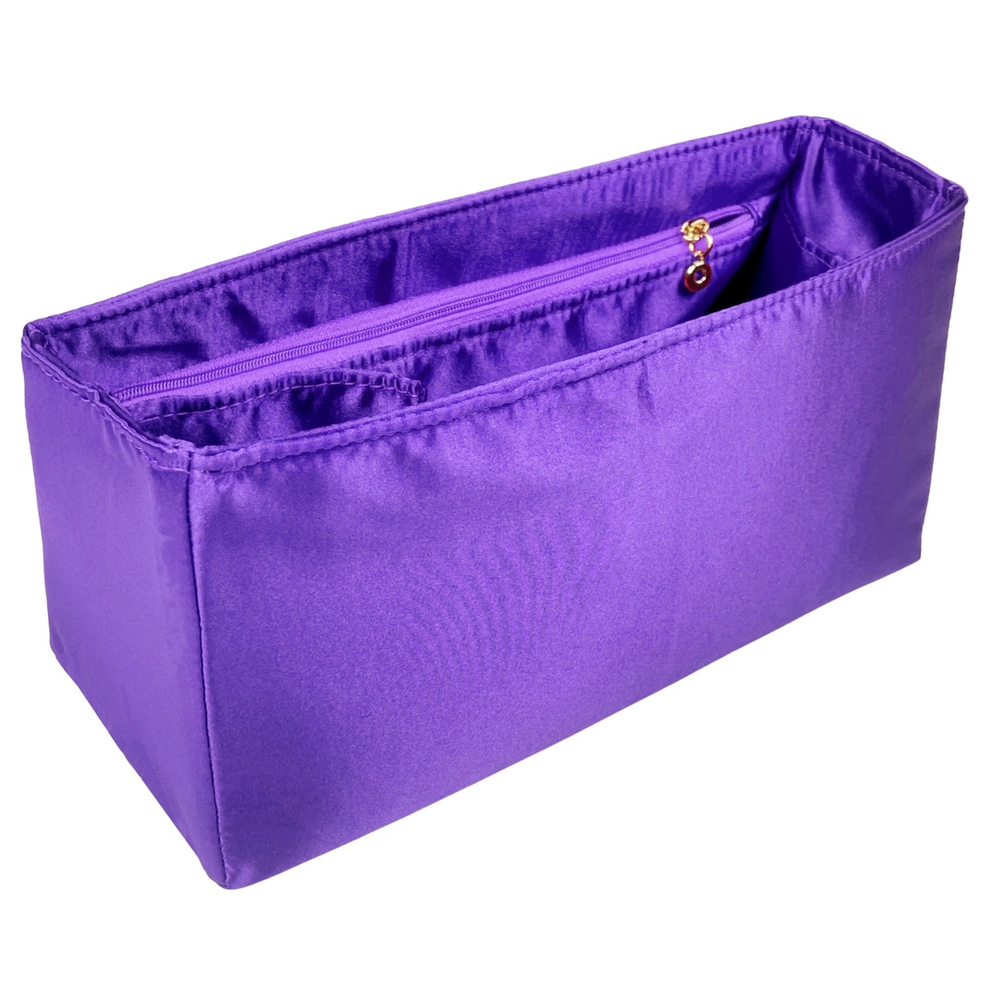 Organizer for [LE 5 A 7 Supple Large, Saint Laurent (YSL)] Bag Insert (Silk, Trapezoid Shape with Zip Pocket)
