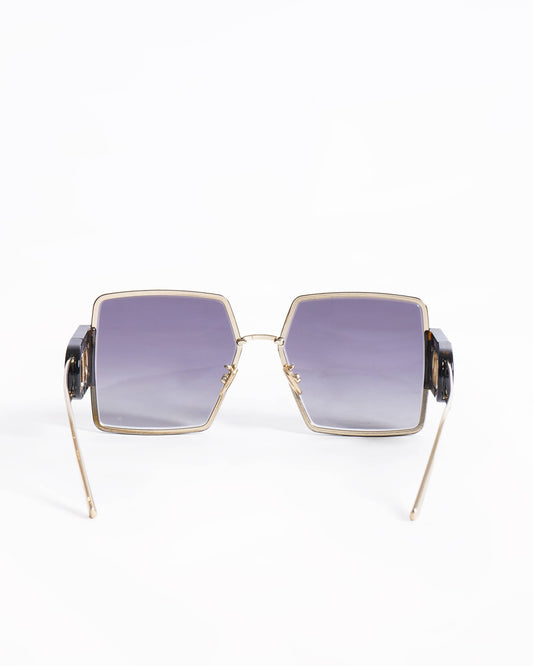 New Christian Dior 30 Montaigne 12A Black Gold Grey Lens Women Sunglasses Oversize