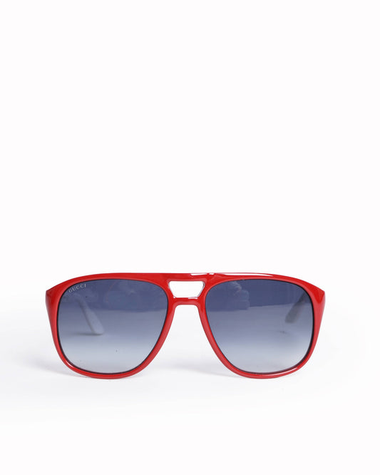 Gucci Aviator Sunglasses,Red & White Frame/Grey Gradient Lens
