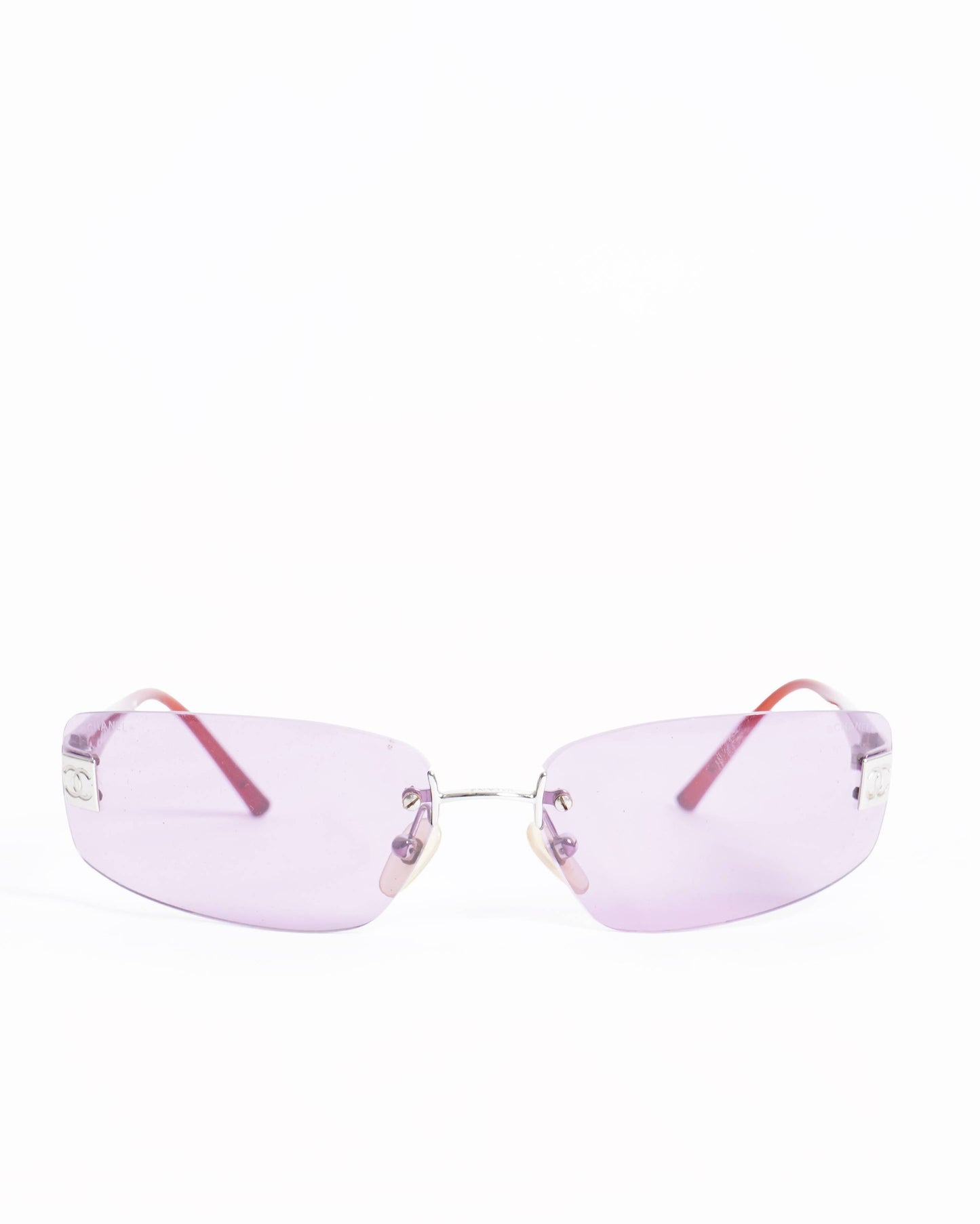 Chanel Rimless Pink Lens Rectangular   Women's Sunglasses