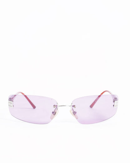 Chanel Rimless Pink Lens Rectangular   Women's Sunglasses