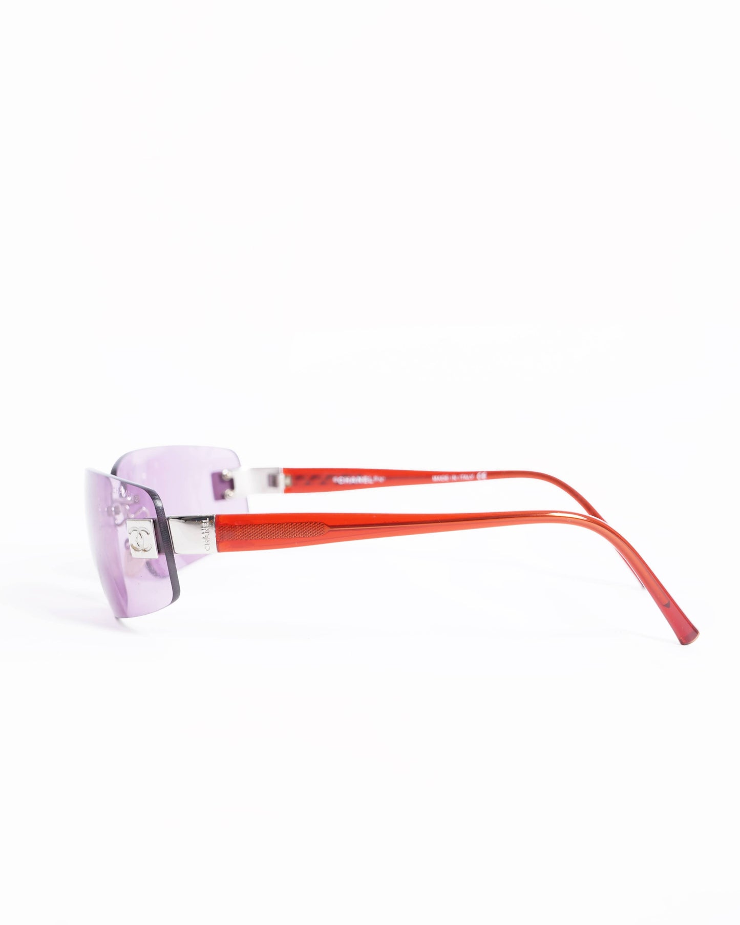 Chanel Rimless Pink Lens Rectangular   Women's Sunglasses